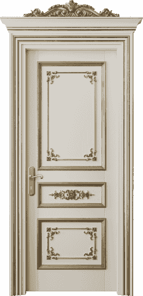 Дверь межкомнатная 6503 БОСПА. Цвет Бук облачный серый золотой антик. Материал Массив бука эмаль с патиной золото античное. Коллекция Imperial. Картинка.