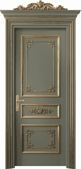 Дверь межкомнатная 6503 БОТЗА. Цвет Бук оливковый темный золотой антик. Материал Массив бука эмаль с патиной золото античное. Коллекция Imperial. Картинка.