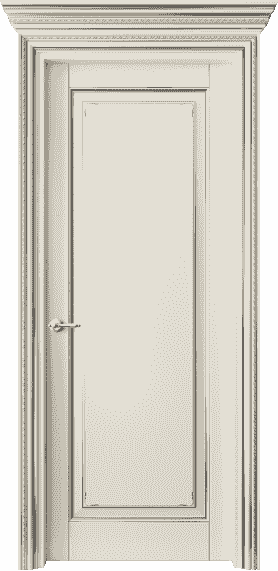 Дверь межкомнатная 6201 БМБС. Цвет Бук молочно-белый с серебром. Материал  Массив бука эмаль с патиной. Коллекция Royal. Картинка.