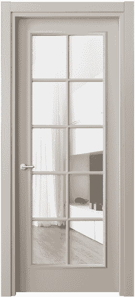 Дверь межкомнатная 8102 МСБЖ Прозрачное стекло. Цвет Матовый светло-бежевый. Материал Гладкая эмаль. Коллекция Paris. Картинка.