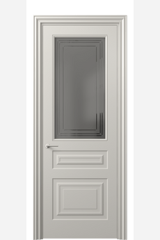 Дверь межкомнатная 8412 МОС Серый сатин с гравировкой. Цвет Матовый облачно-серый. Материал Гладкая эмаль. Коллекция Mascot. Картинка.