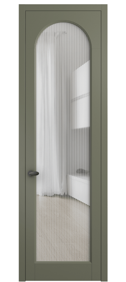 Межкомнатная дверь Palazzo 6804 Матовый оливковый тёмный Рифлёное стекло "Moru", триплекс, 8 мм Цена 109090 ₽ | Volhovec