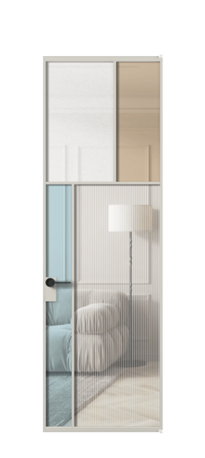 Межкомнатная дверь Mosaic АЛПЛ041.22 Алюминий тёплый серый Комбинация стекол Группы 1 и Группы 3 Цена 171870 ₽ | Volhovec