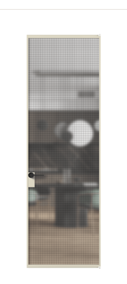 Алюминиевая дверь АЛПЛ040.01 Алюминий бежево-серый Декоративное стекло с сеткой "Mesh silver", триплекс, 6 мм Цена 112892  | Volhovec