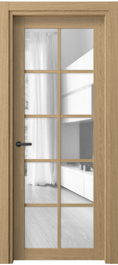 Межкомнатная дверь Нео 2106 Жемчужный дуб Прозрачное стекло, триплекс Цена 38699 ₽ | Volhovec
