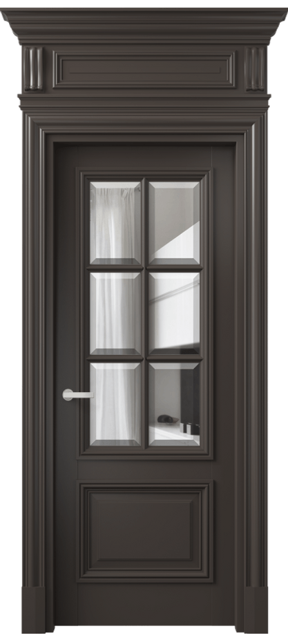 Межкомнатная дверь Антик 7312 Матовый антрацит Прозрачное стекло с фацетом Цена 181709 ₽ | Volhovec