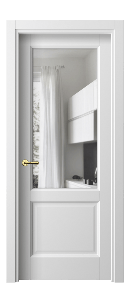 Межкомнатная дверь Galant 1422 Белый шёлк Прозрачное стекло Цена 29119 ₽ | Volhovec