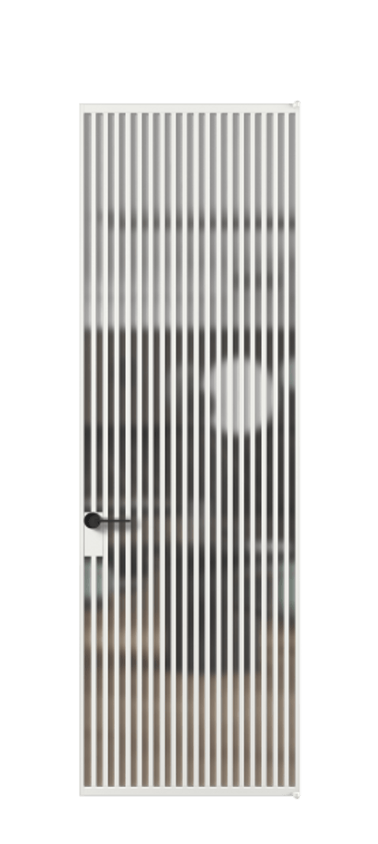 Алюминиевая дверь АЛПЛ040.06 Алюминий белоснежный Сатинированное стекло "Matelux Crystal Vision", калёное, матовое, каленое 6 мм Цена 232890  | Volhovec