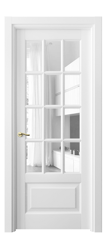 Межкомнатная дверь Лигнум 0728 Матовый белоснежный Прозрачное стекло Цена 115299 ₽ | Volhovec