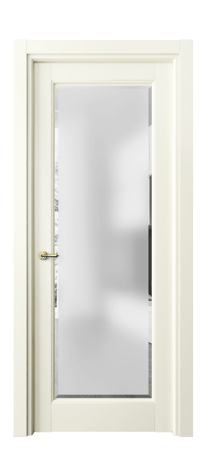 Межкомнатная дверь Toscana Rombo 6300 Бук молочно-белый Сатинированное стекло с фацетом, 6 мм Цена 72879 ₽ | Volhovec