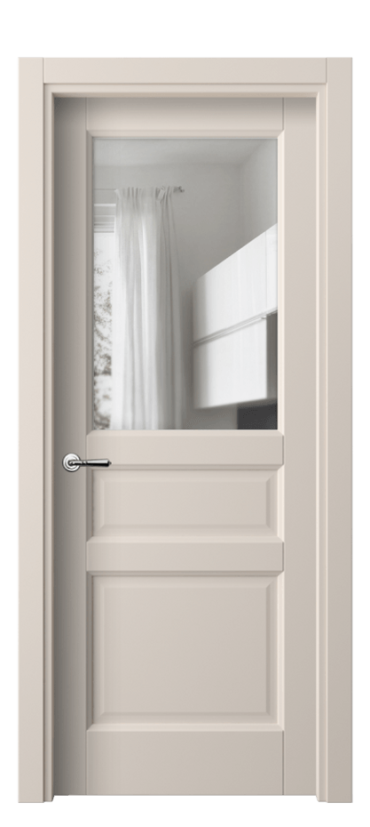 Межкомнатная дверь Галант 1432 ПЭТ пудровый бежевый Прозрачное стекло Цена 28149 ₽ | Volhovec