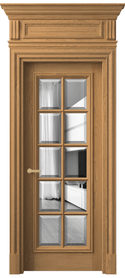 Межкомнатная дверь Antique 7310 Дуб пшеничный матовый Двустороннее зеркало с фацетом, триплекс,  8 мм Цена 224695 ₽ | Volhovec