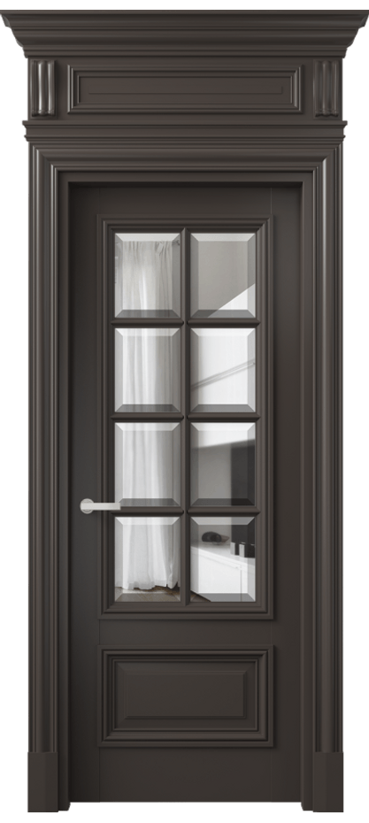 Межкомнатная дверь Антик 7316 Матовый антрацит Прозрачное стекло с фацетом Цена 181709 ₽ | Volhovec