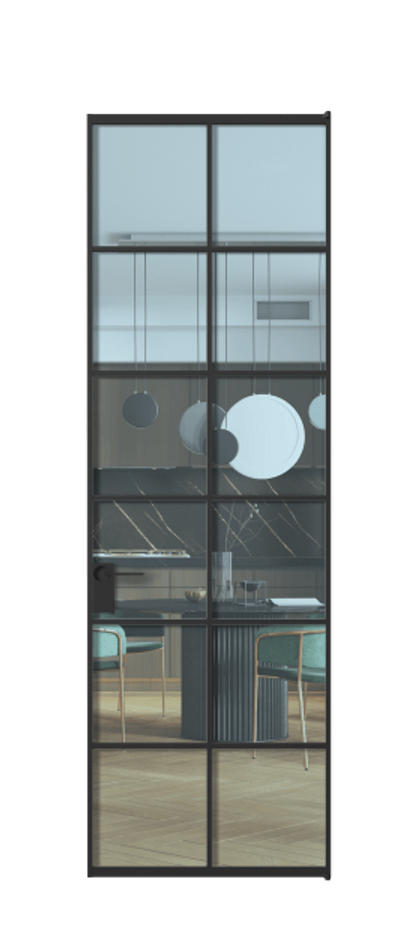 Алюминиевая дверь АЛПЛ040.05 Алюминий Черный Прозрачное голубое стекло, триплекс Цена 119545  | Volhovec