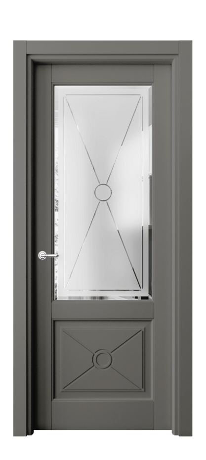 Межкомнатная дверь Тоскана Литера 6362 Матовый классический серый Сатинированное стекло с гравировкой «LITERA» Цена 106199 ₽ | Volhovec