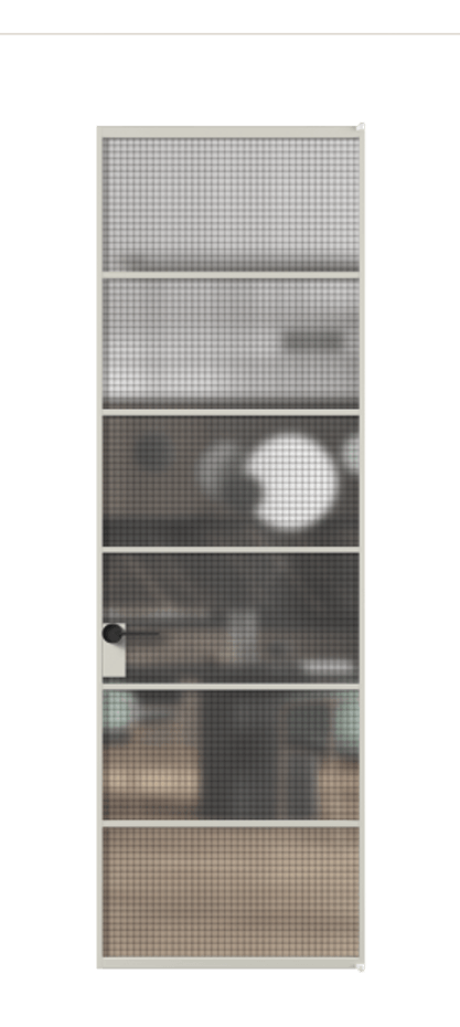 Алюминиевая дверь АЛПЛ040.04 Алюминий тёплый серый Декоративное стекло с сеткой "Mesh silver", триплекс, 6 мм Цена 121772  | Volhovec