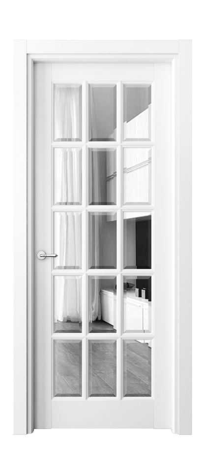 Межкомнатная дверь Тоскана Грильято 6311 Матовый белоснежный Двустороннее зеркало с фацетом, триплекс Цена 119599 ₽ | Volhovec