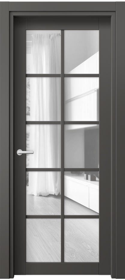 Межкомнатная дверь Нео 2106 ПЭТ графитовый Прозрачное стекло, триплекс Цена 35799 ₽ | Volhovec