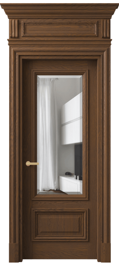 Межкомнатная дверь Антик 7306 Дуб каштановый матовый Прозрачное стекло с фацетом Цена 264949 ₽ | Volhovec