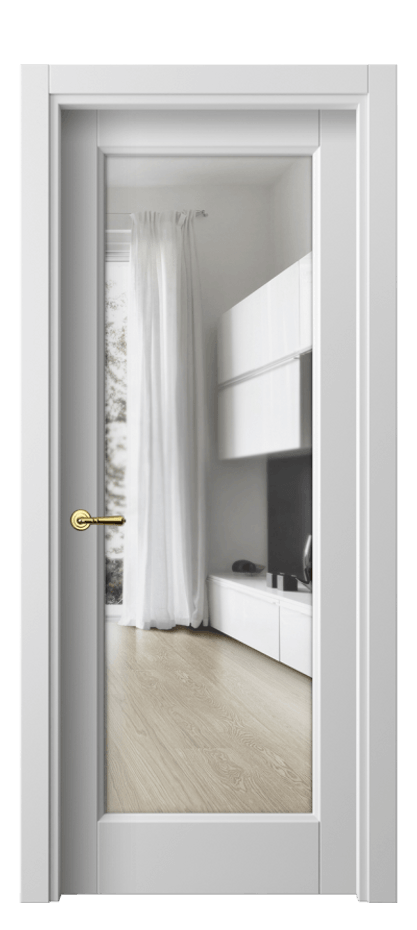 Межкомнатная дверь Галант 1402 Матовый белоснежный Прозрачное стекло Цена 52399 ₽ | Volhovec