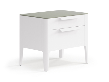 Мебель Тумба прикроватная Piega 2 ящика. Цвет Матовый пудровый белый. Материал Гладкая эмаль. Коллекция Тумба прикроватная Piega 2 ящика. Фото. Мебель Тумба прикроватная Piega 2 ящика. Цвет Матовый пудровый белый. Материал Гладкая эмаль. Коллекция Тумба прикроватная Piega 2 ящика. Картинка.