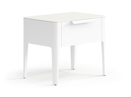 Мебель Тумба прикроватная Piega 1 ящик. Цвет Матовый белоснежный. Материал Гладкая эмаль. Коллекция Тумба прикроватная Piega 1 ящик. Картинка.