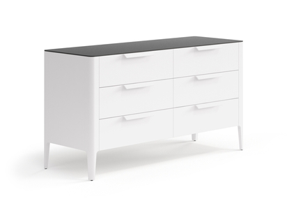 Мебель Комод Piega 6 ящиков. Цвет Матовый пудровый белый. Материал Гладкая эмаль. Коллекция Комод Piega 6 ящиков. Картинка.