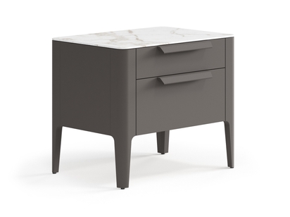 Мебель Тумба прикроватная Piega 2 ящика. Цвет Матовый антрацит. Материал Гладкая эмаль. Коллекция Тумба прикроватная Piega 2 ящика. Картинка.