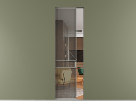 Алюминевая перегородка АЛПР 040.02 МНСР Серый триплекс. Цвет Алюминий нейтральный серый. Материал Алюминий в эмали. Коллекция Перегородка Formato скрытый пенал одностворчатая. Картинка.