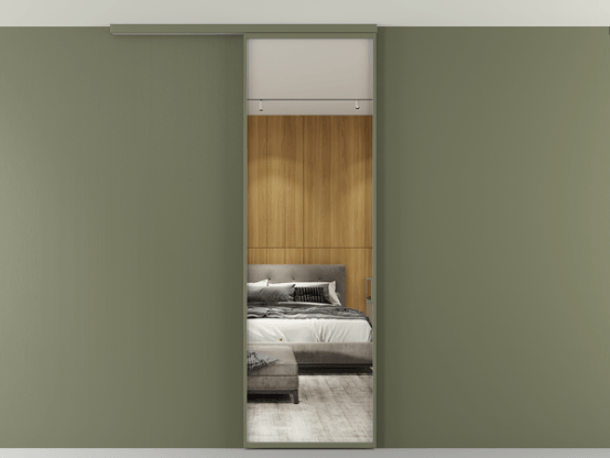 Алюминевая перегородка АЛПР 040.01_АОТ_Зеркало триплекс_new. Цвет Алюминий оливковый тёмный. Материал Алюминий в эмали. Коллекция Перегородка Formato вдоль стены на потолок 1 створка. Фото. Алюминевая перегородка АЛПР 040.01_АОТ_Зеркало триплекс_new. Цвет Алюминий оливковый тёмный. Материал Алюминий в эмали. Коллекция Перегородка Formato вдоль стены на потолок 1 створка. Картинка.