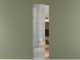 Алюминевая перегородка АЛПР 040.077 МСР Зеркало триплекс. Цвет Алюминий серый. Материал Алюминий в эмали. Коллекция Перегородка Formato скрытый пенал 1 створка. Картинка.