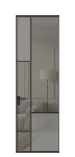 Дверь межкомнатная АЛПЛ041.13 ААНСерый сатин матовое + Серый прозрачное. Цвет Алюминий антрацит. Материал Алюминий в эмали. Коллекция Mosaic. Картинка.