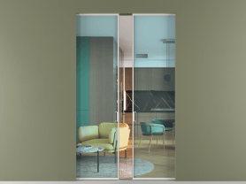 Алюминевая перегородка АЛПР 040.01 БЕЛ ПРОЗ ГОЛ. Цвет Алюминий Белый. Материал Алюминий. Коллекция Перегородка Formato скрытый пенал 2 створки. Картинка.