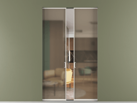 Алюминевая перегородка skr2_01_ Алюминий пудровый белый Бронза сатин матовое. Цвет Алюминий пудровый белый. Материал Алюминий в эмали. Коллекция Перегородка Формато скрытый пенал 2 створки. Картинка.