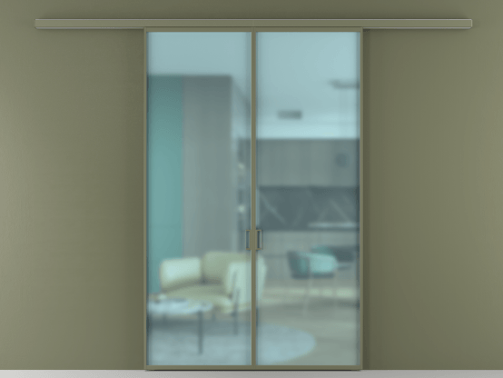 Алюминевая перегородка АЛПР 040.01_АОТ_САТ ГОЛ_new. Цвет Алюминий оливковый тёмный. Материал Алюминий в эмали. Коллекция Перегородка Formato вдоль стены 2 створки. Картинка.