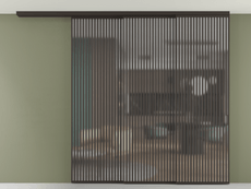 Перегородка Formato вдоль стены на потолок 3 створки с синхронным механизмом