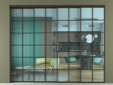 Перегородка Formato внутри проёма 4 створки с синхронным механизмом