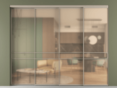 Перегородка Formato внутри проёма 4 створки с синхронным механизмом