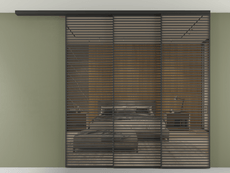 Перегородка Formato вдоль стены на потолок 3 створки с синхронным механизмом