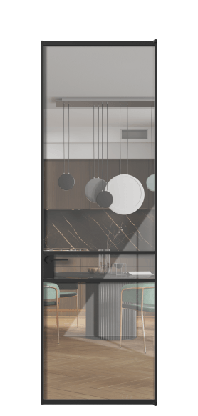 Дверь межкомнатная АЛПЛ040.02 ЧРН Алюминий Черный Stopsol Clear прозрачное. Цвет Алюминий Черный. Материал Алюминий. Коллекция Formato. Картинка.